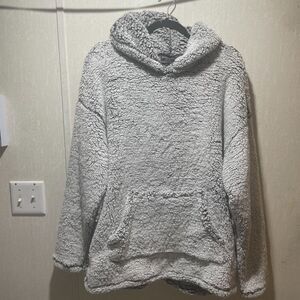 NWT 32 Degrees Heat Women's HOODIE Sherpa Pullover Top Size XL LIGHT GRAY Cozy